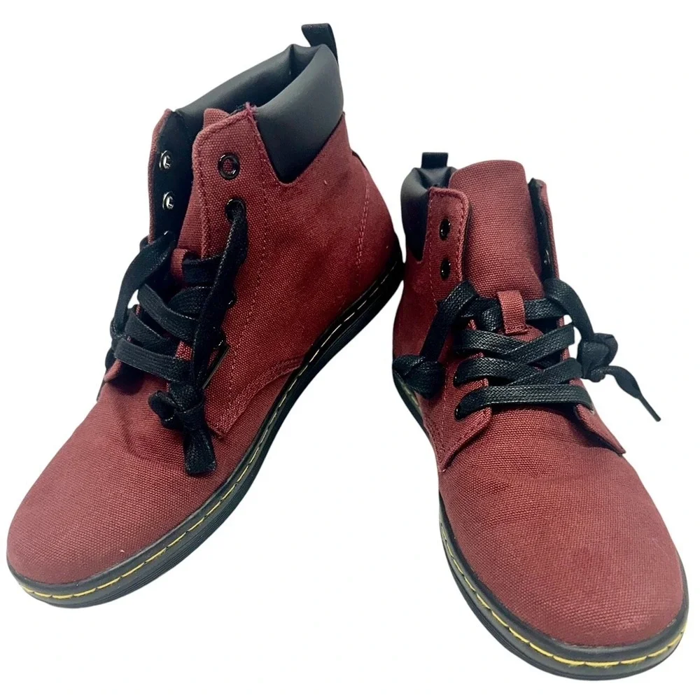 Dr. Martens Maelly Air Wair Shoes Chukka Boot 8 US Ladies RED Canvas JY004 SK09S